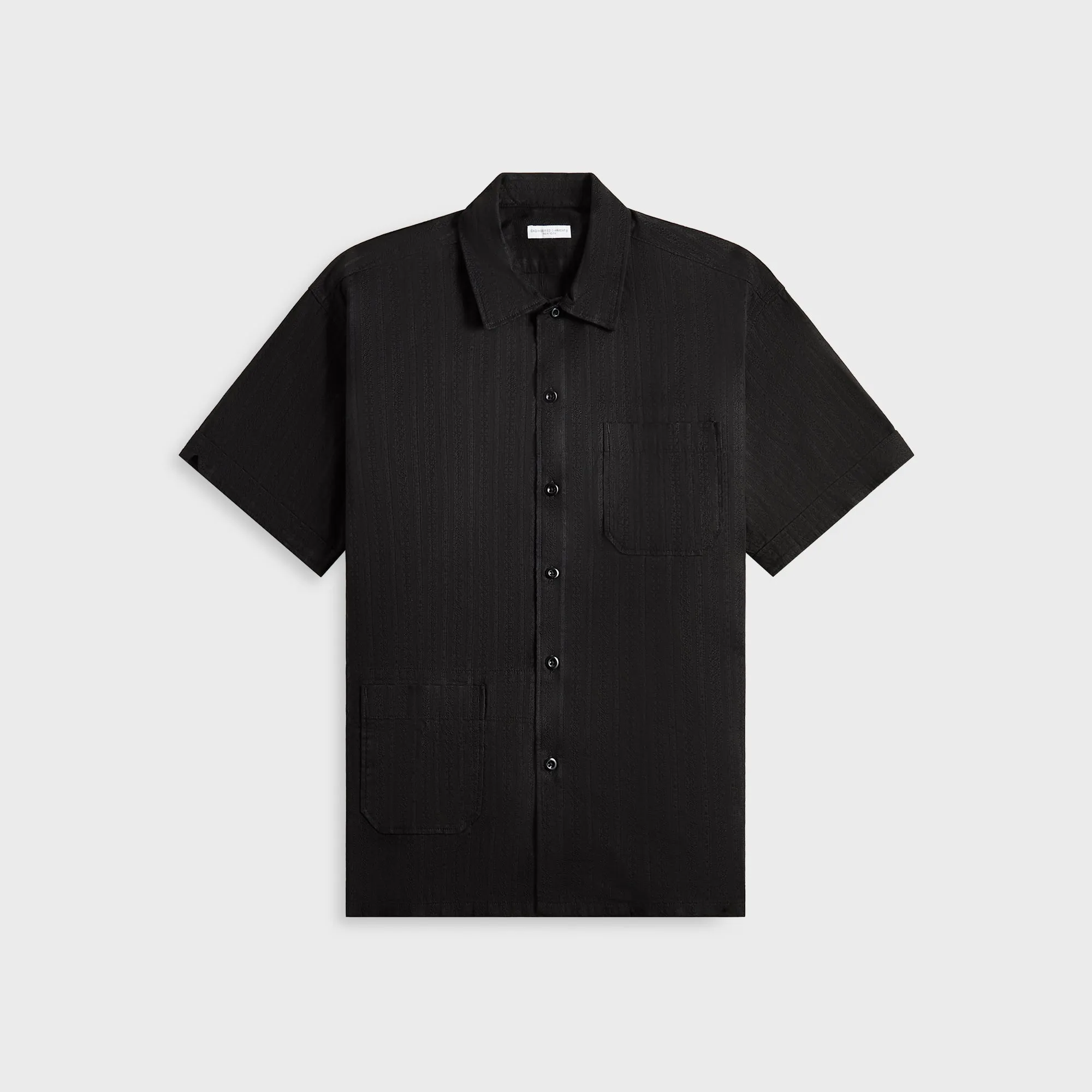 Engineered Garments Cotton Lace Stripe Jacquard Camp Shirt - Black sold by Kith