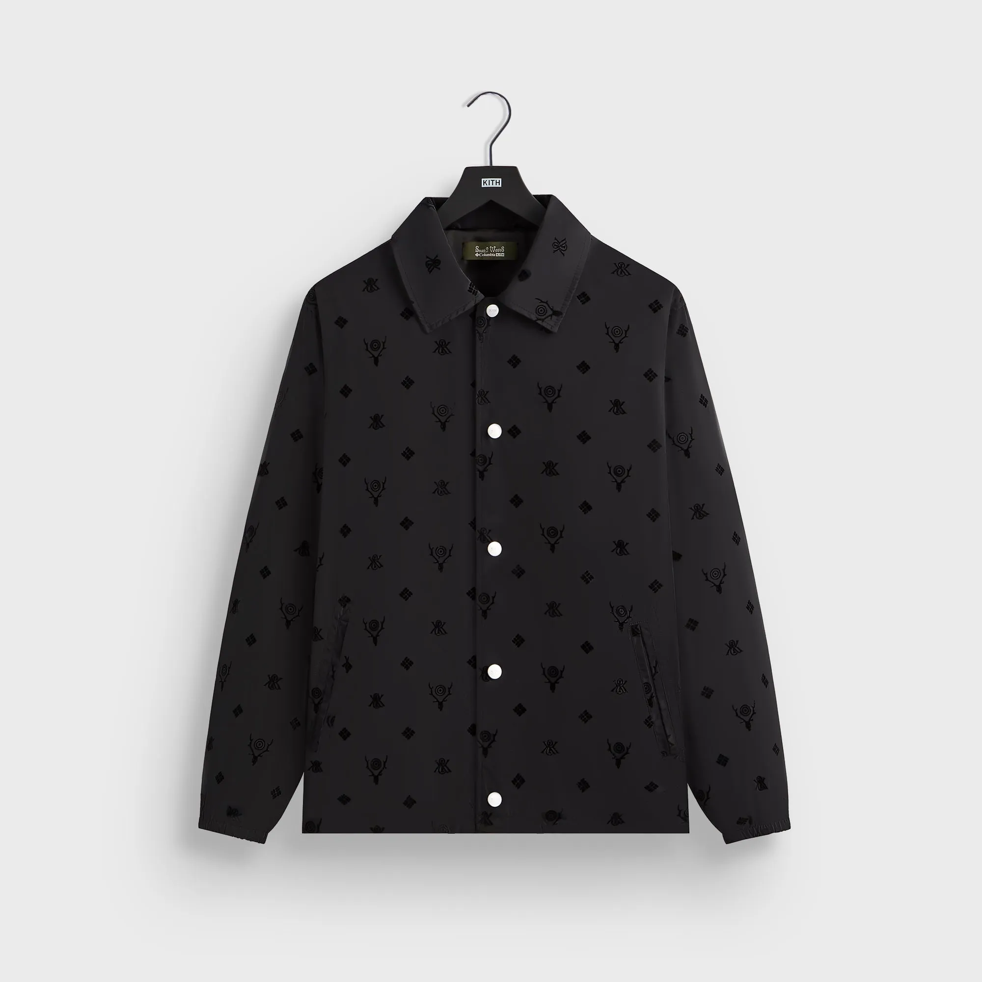 Kith & South2 West8 for Columbia Flocked Monogram Coaches Jacket - Black sold by Kith