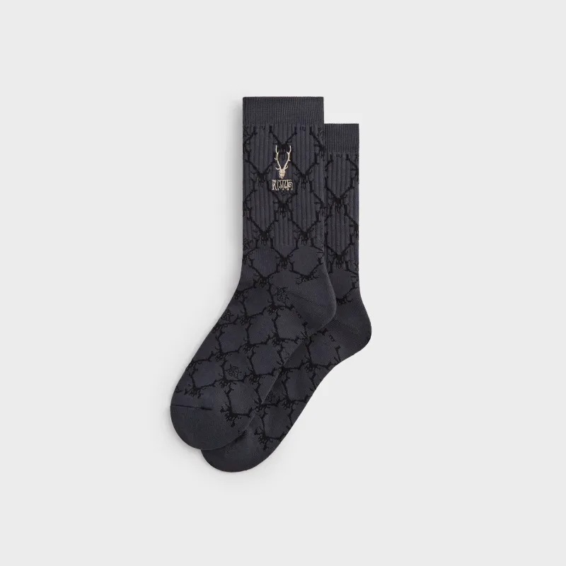Kith for South2 West8 Monogram Jacquard Crew Socks - Black sold by Kith