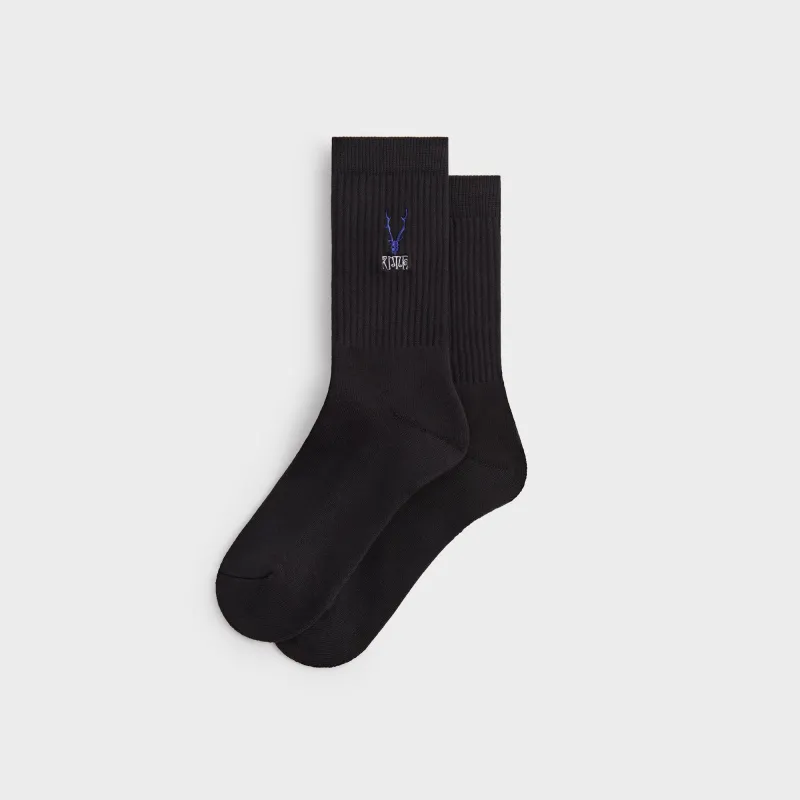 Kith Butterfly Box Logo Mid Crew Socks - Black | Parallel