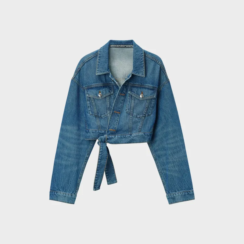 T by Alexander Wang Wrapped Trucker Jacket - Blue sold by Kith