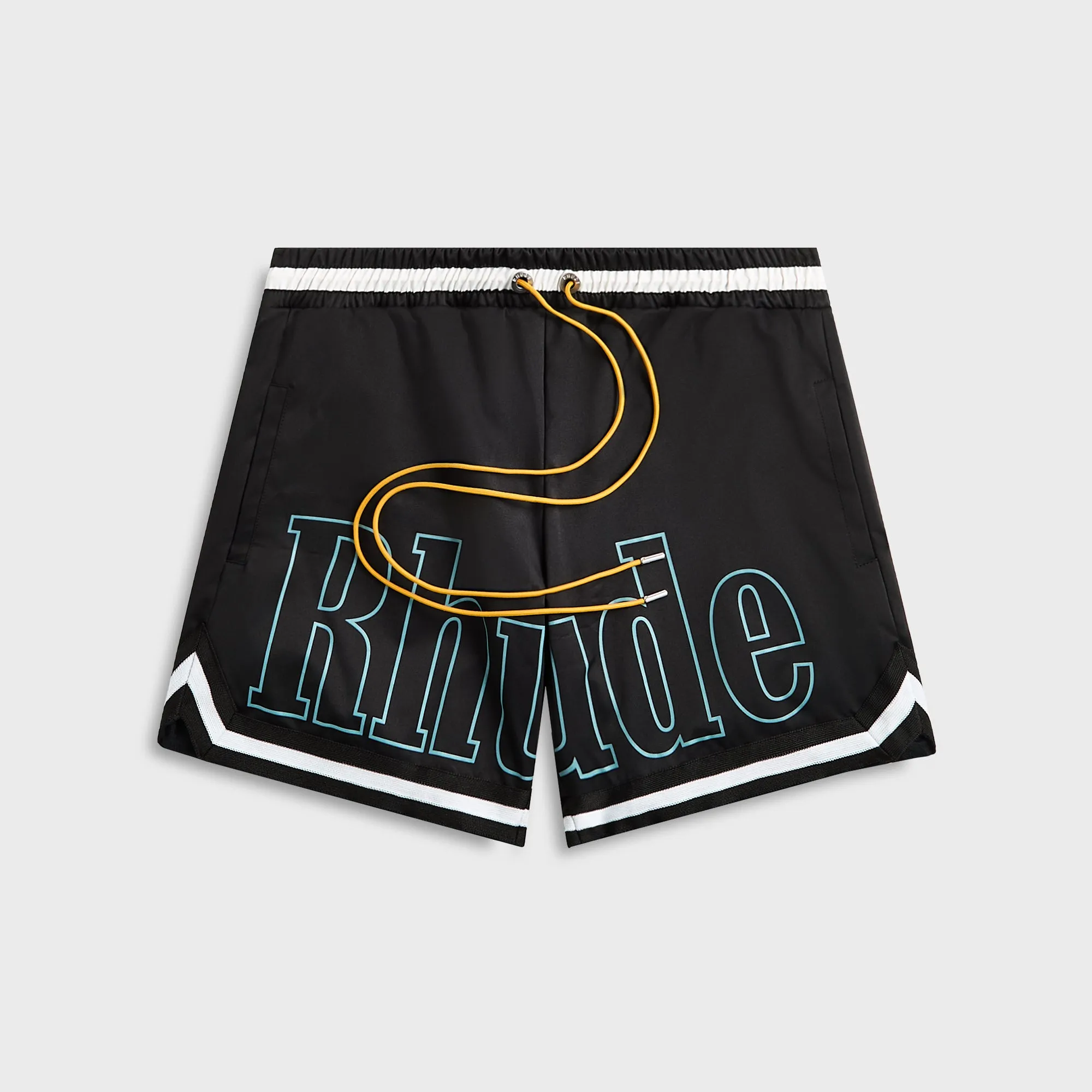 Rhude Logo Basketball Swim Shorts - Black / White sold by Kith