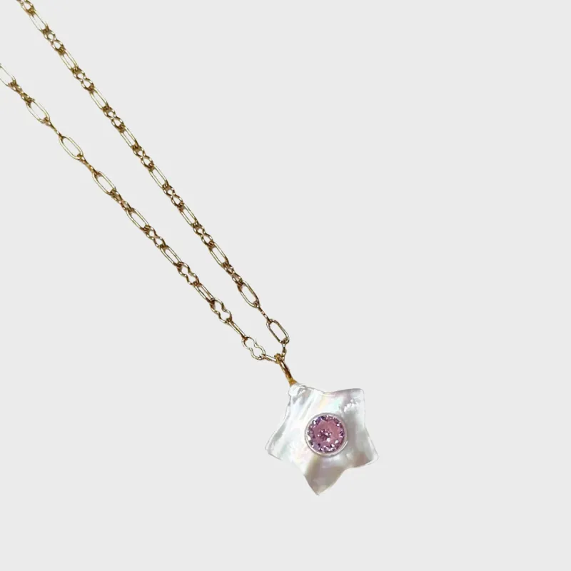 Notte Swirly Star Glow Necklace - Pink sold by Kith