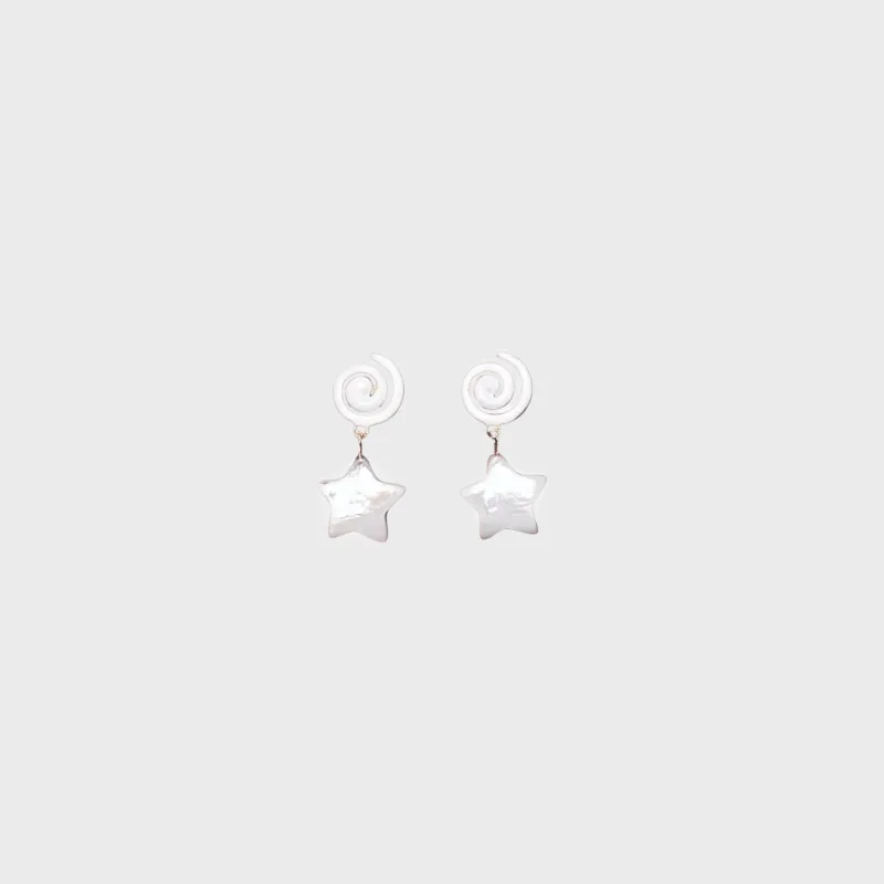 Notte Swirly Star Glow Earring - White sold by Kith