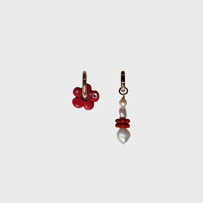 Notte Lucky Wildflower Pearly Earrings - Red sold by Kith
