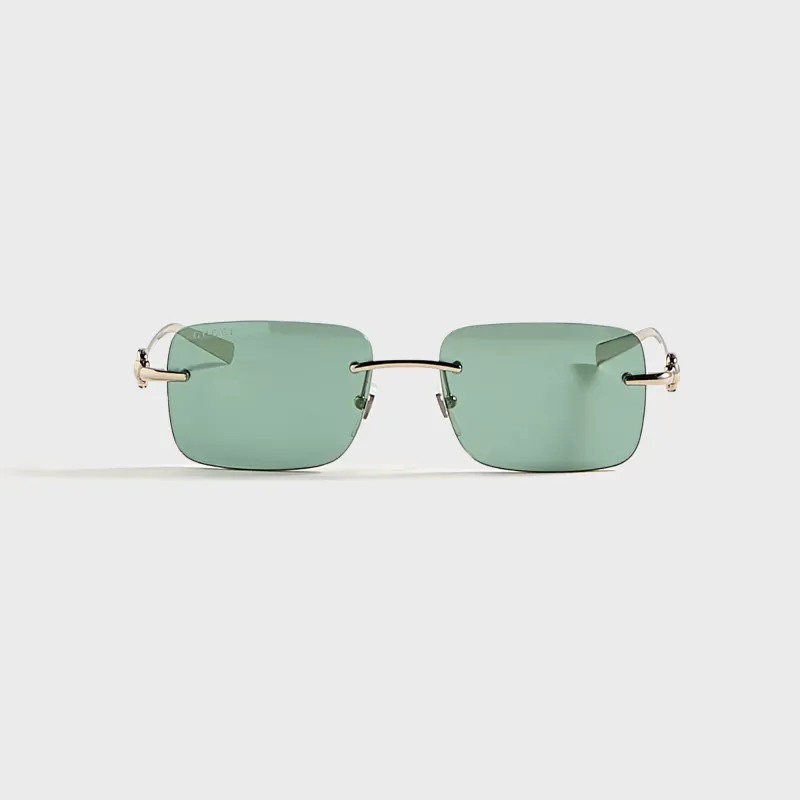 Gucci Rectangular Frames - Silver / Green sold by Kith