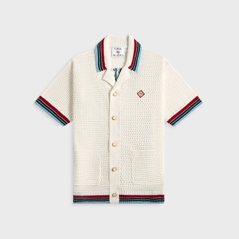Casablanca Sporty Faux Crochet Shirt - White sold by Kith