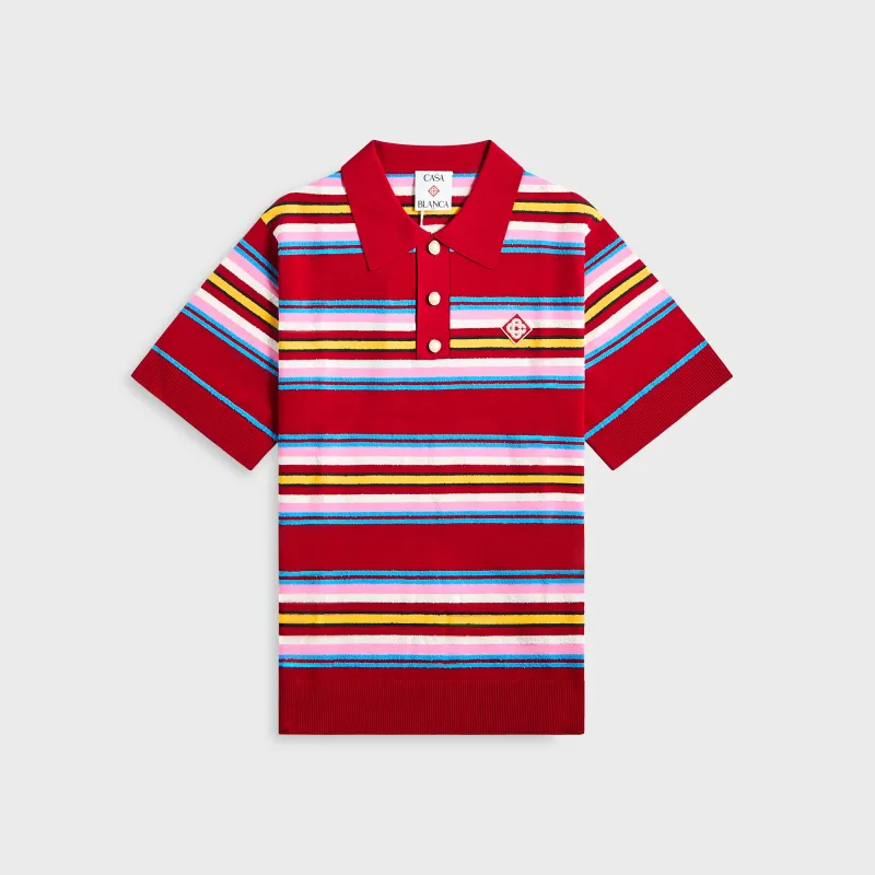 Casablanca Oversized Striped Polo - Dark red / Multicolor made by Casablanca