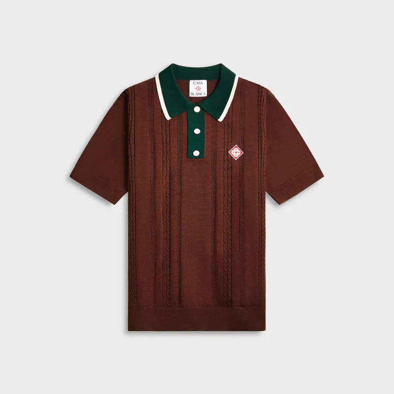 Casablanca Oversized Mini Cable Polo - Dark Brown sold by Kith