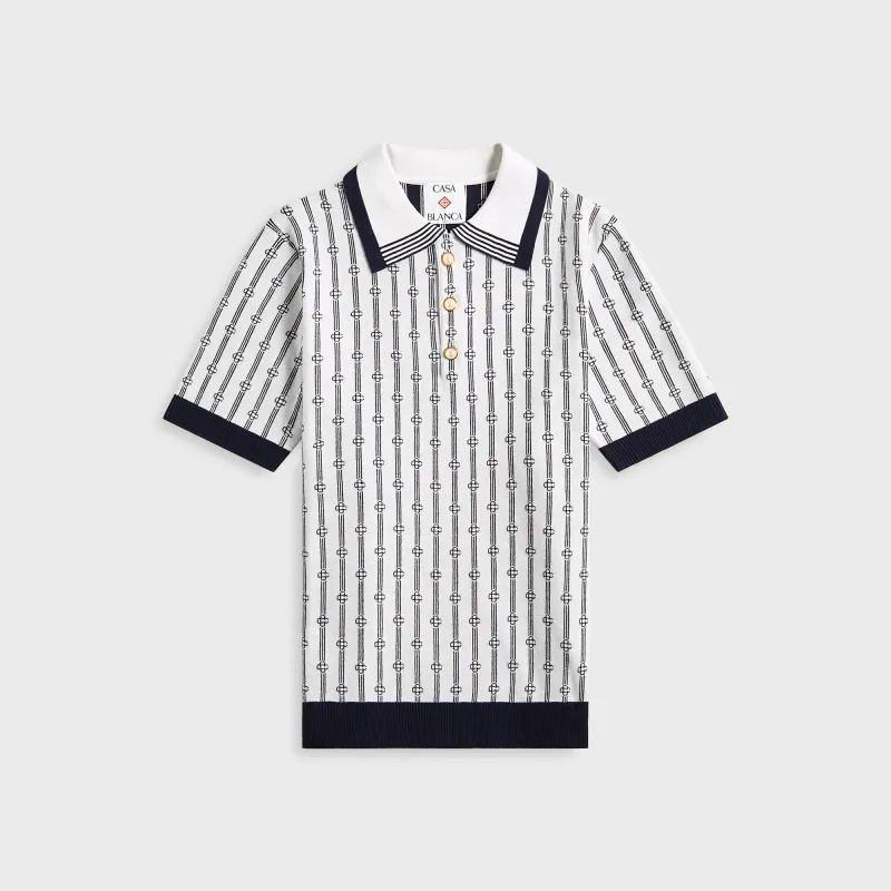 Casablanca Monogram Polo - Navy sold by Kith