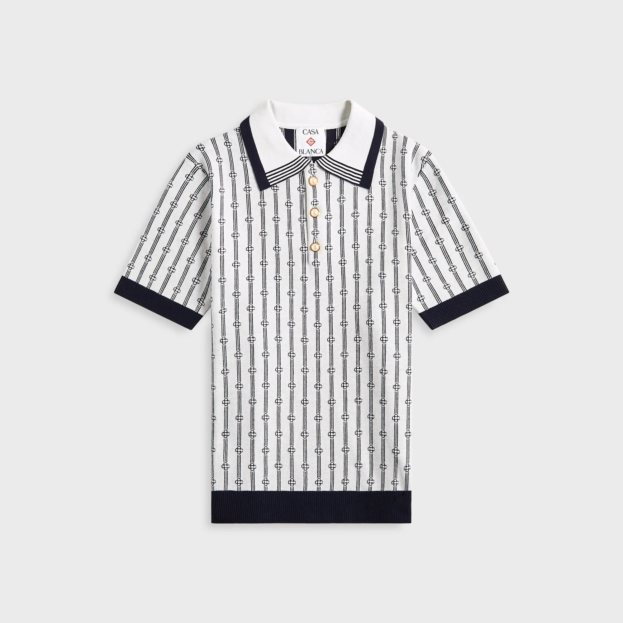 Casablanca Monogram Polo - Navy sold by Kith