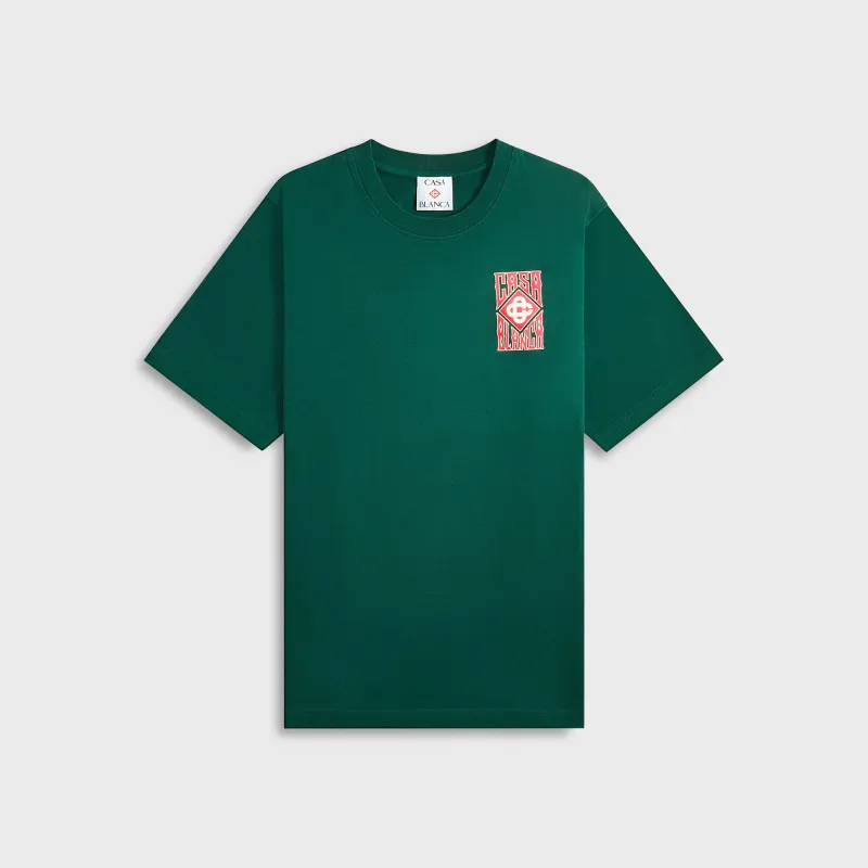 Casablanca Gothic Stacked Logo Screen Printed Tee - Green sold by Kith