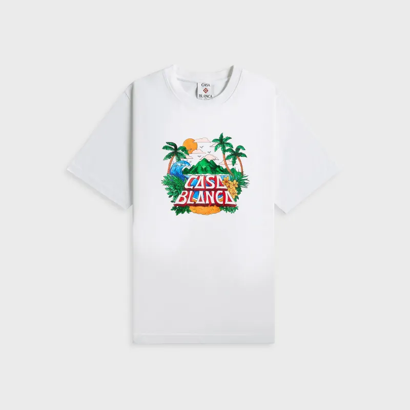 Casablanca Casa Beach Wave Printed Oversized Tee - White sold by Kith