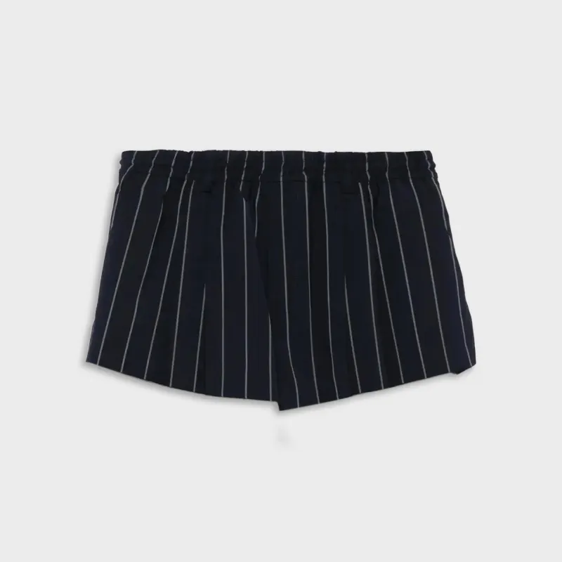 Alexander Wang Pleated Mini Short With Turn Down Elastic Waistband - Navy Blue sold by Kith