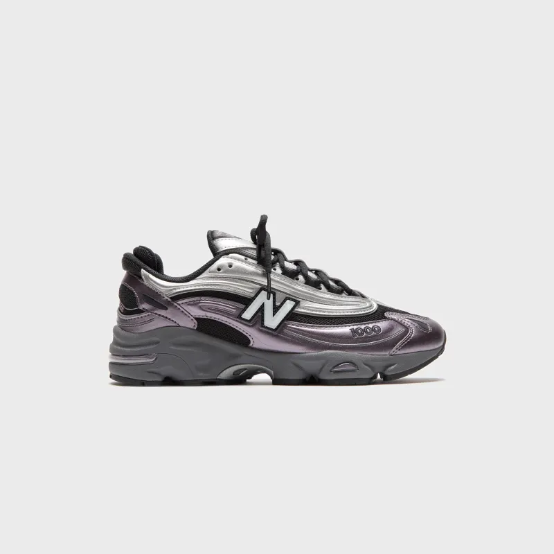 New Balance M1000 - Metallic Silver / Dark Ice Wine / Black sold by Kith