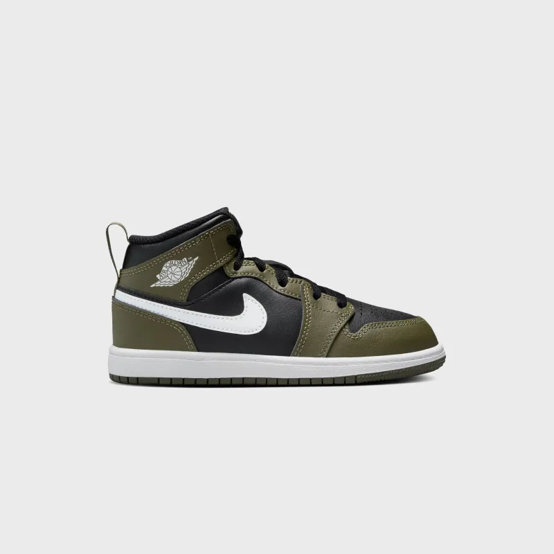 Jordan PS Air Jordan 1 Mid - Black / Medium Olive sold by Kith