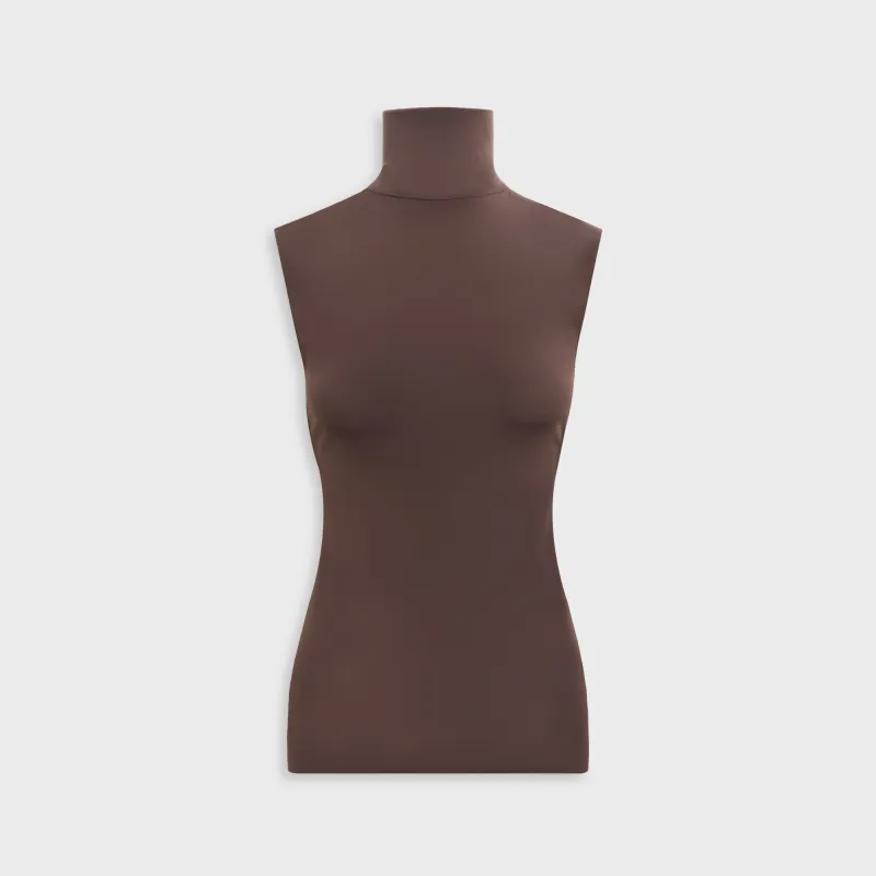Norma Kamali Slim Fit Sleeveless Turtle Top - Chocolate made by Norma Kamali