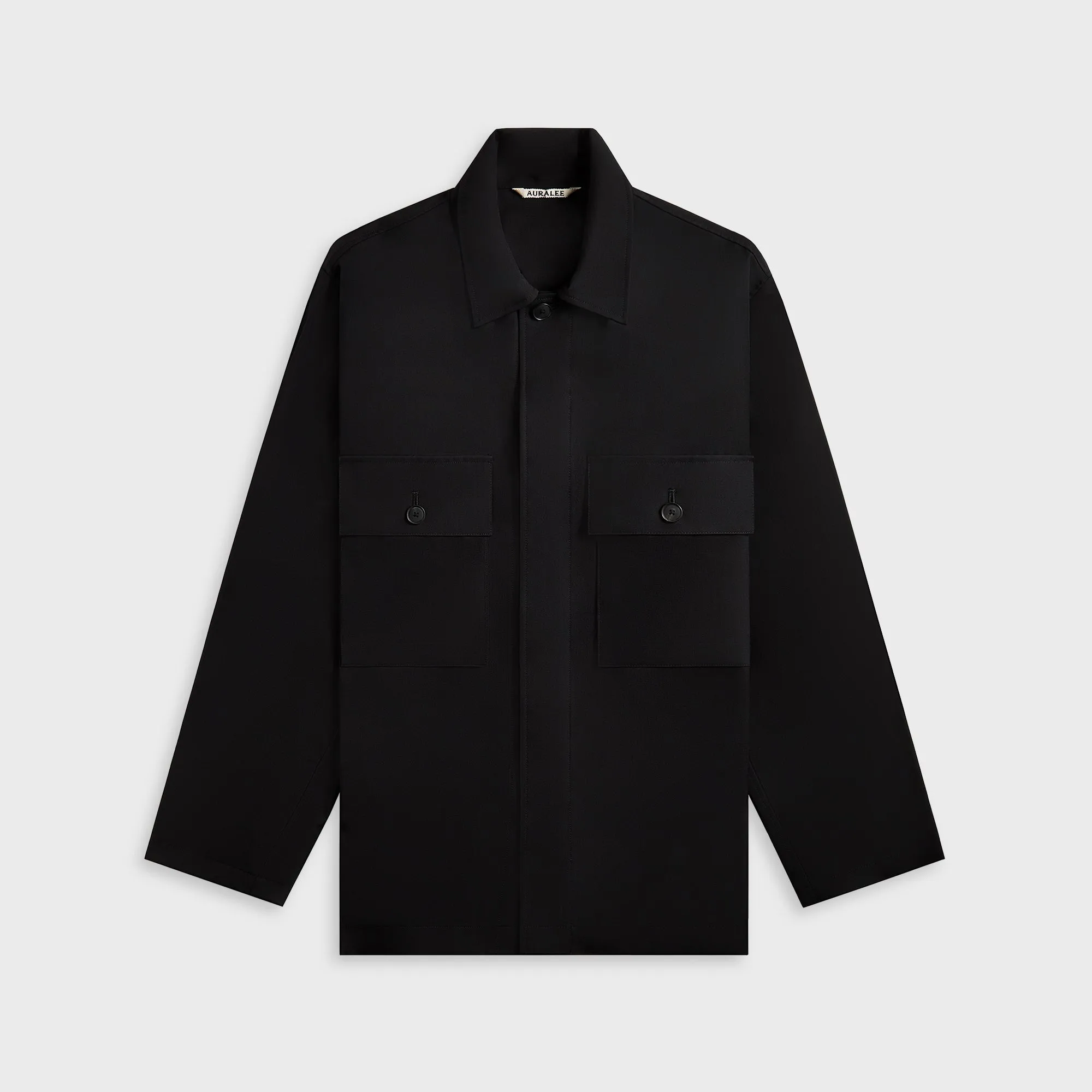 Auralee Wool Herringbone Over Shirt - Black sold by Kith