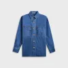 Auralee Selvedge Light OZ Denim Shirt - Medium Washed Indigo sold by Kith