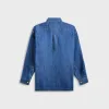 Auralee Selvedge Light OZ Denim Shirt - Medium Washed Indigo sold by Kith