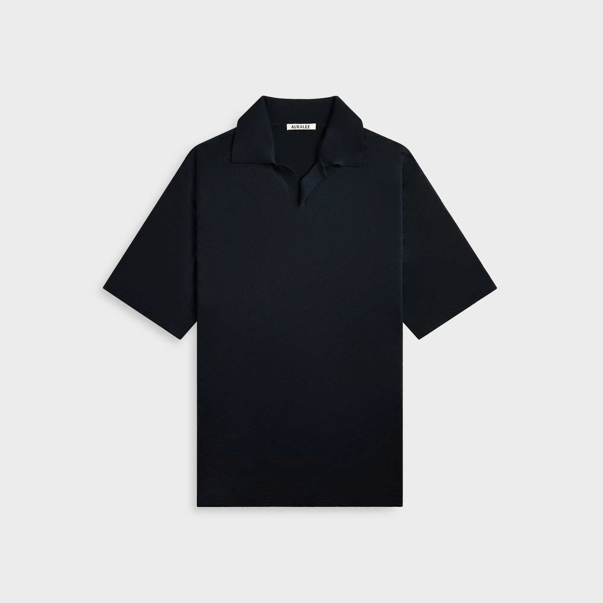 Auralee Product Dyed Wool Knit Polo - Navy sold by Kith