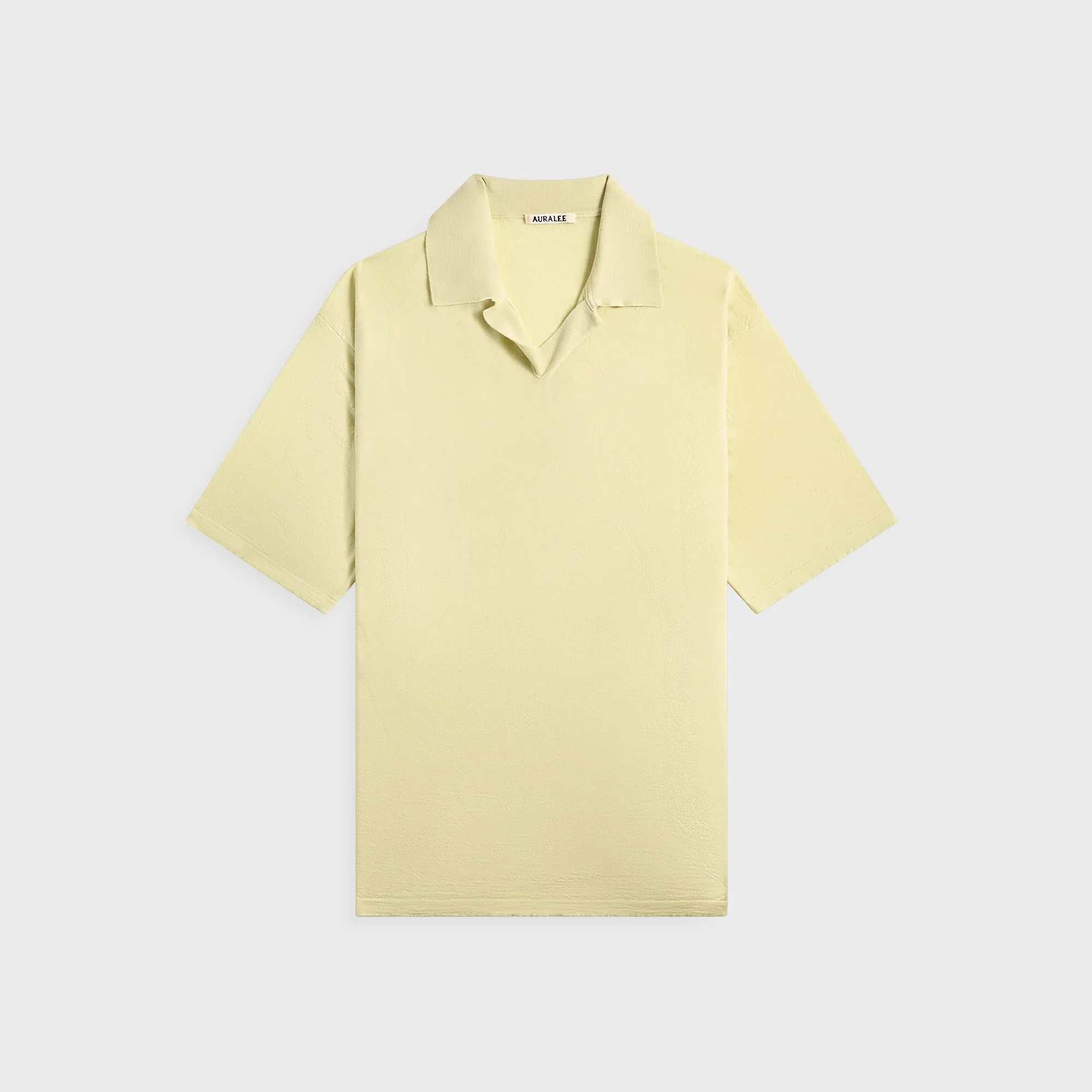 Auralee Product Dyed Wool Knit Polo - Light Pistahio sold by Kith
