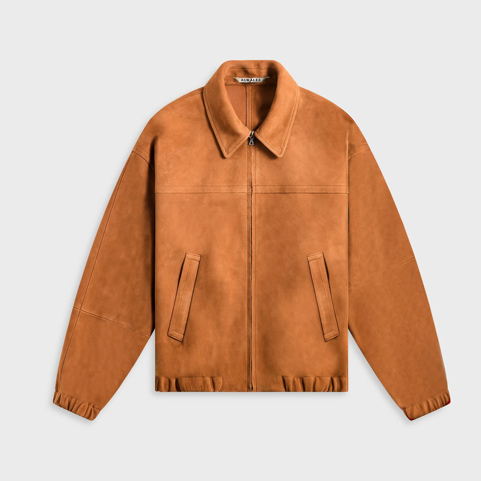 Auralee Lamb Suede Zip Blouson - Camel sold by Kith