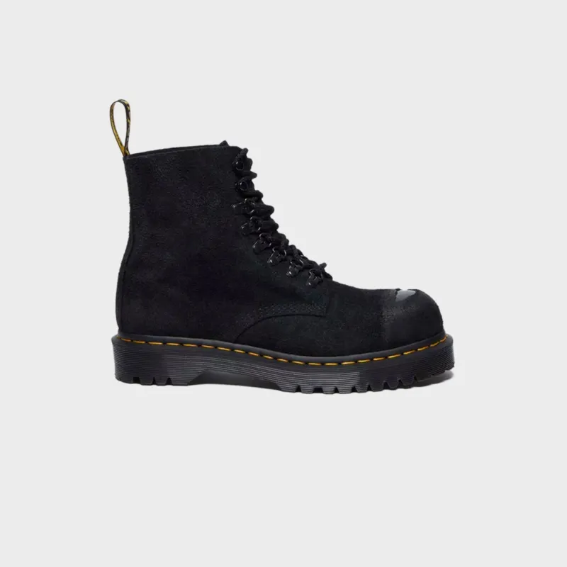 Dr. Martens 1460 ST Black Burnished Hairy Suede Lace Up Boots - Black sold by Kith