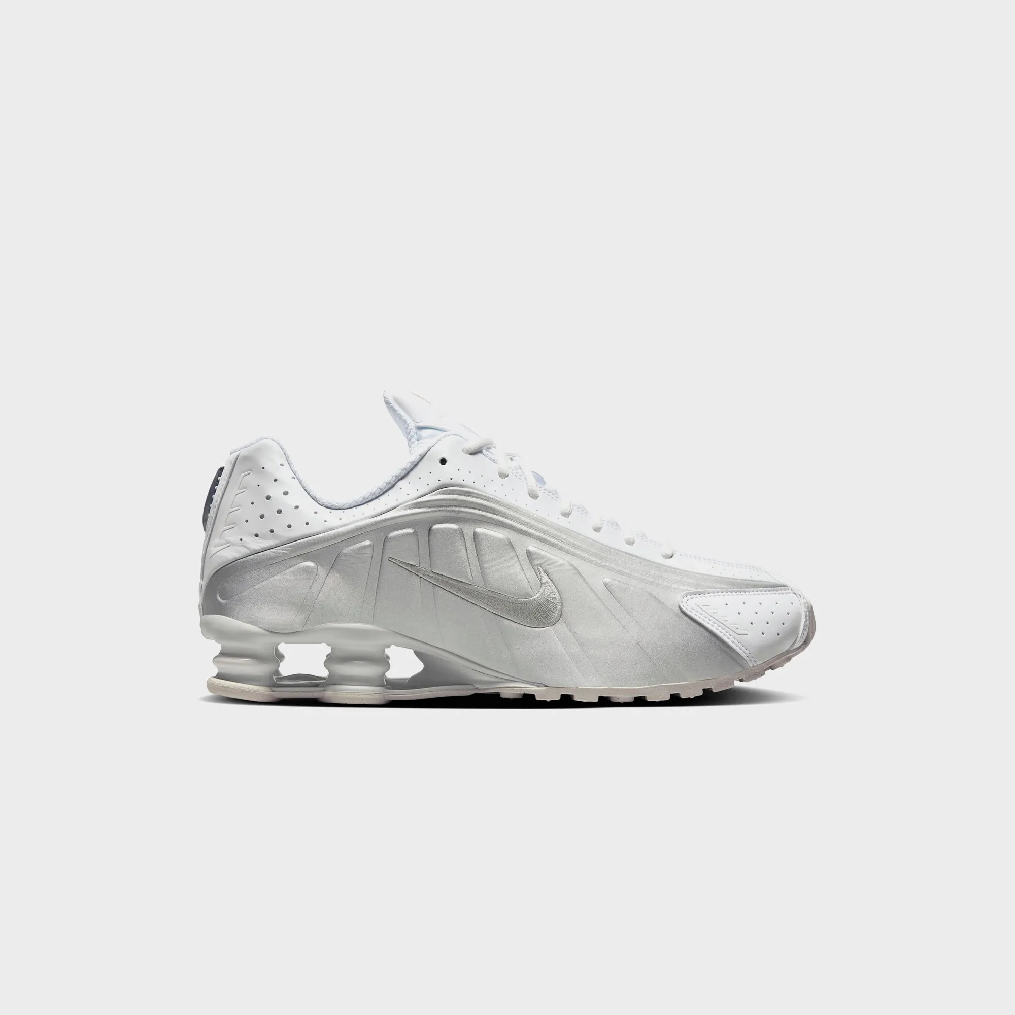 Nike Shox R4 - White / Metallic Silver / White / Bright Crimson sold by Kith