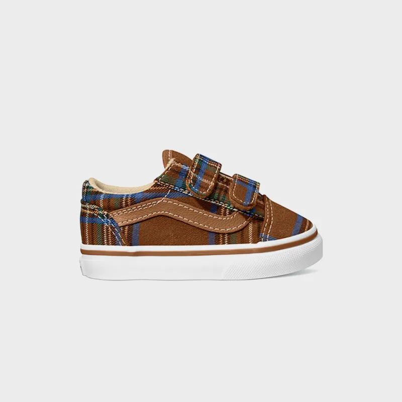 VANS TD Old Skool V Plaid - Brown / Blue sold by Kith