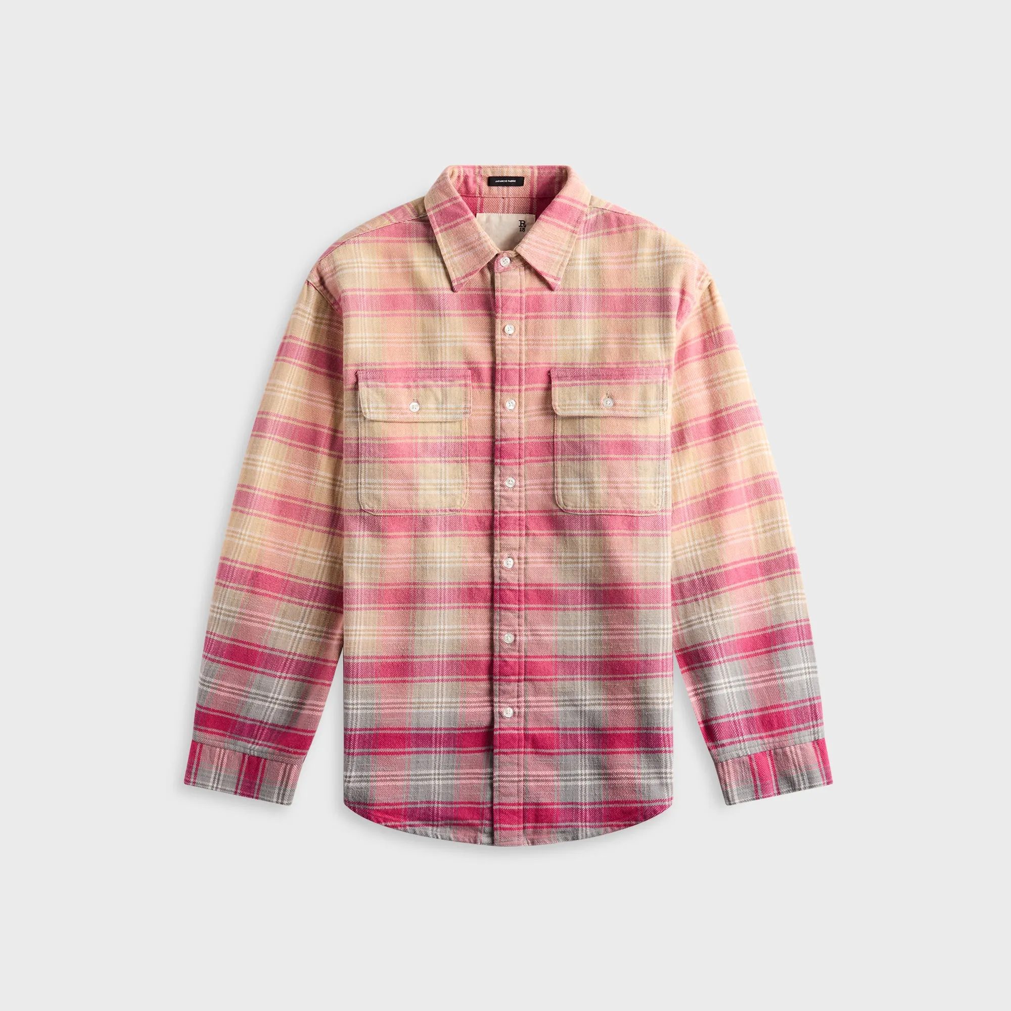 R13 Relaxed Work Shirt - Bleached Out Pink / Grey Plaid sold by Kith