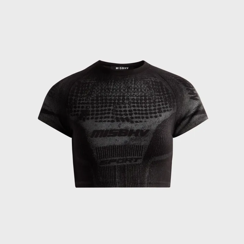 MISBHV Activewear Printed Jersey Crop Tee - Black sold by Kith