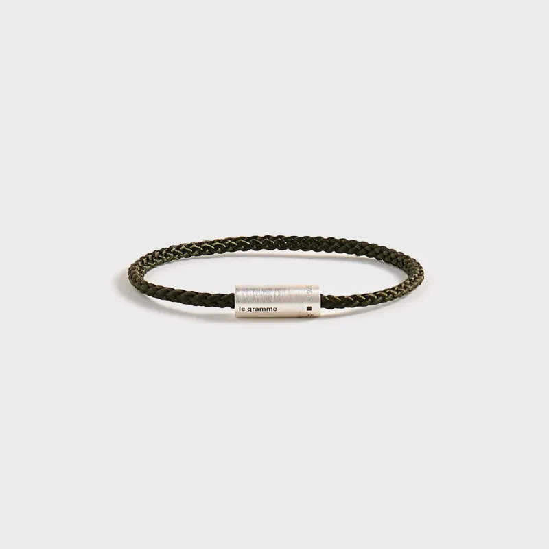 Le Gramme 7g Brushed Khaki Nato Cable Bracelet - Silver / Khaki sold by Kith