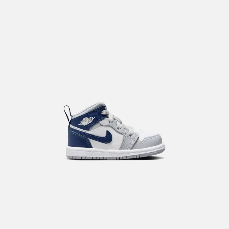 Jordan TD Air Jordan 1 Mid - White / Midnight Navy / Wolf Grey sold by Kith