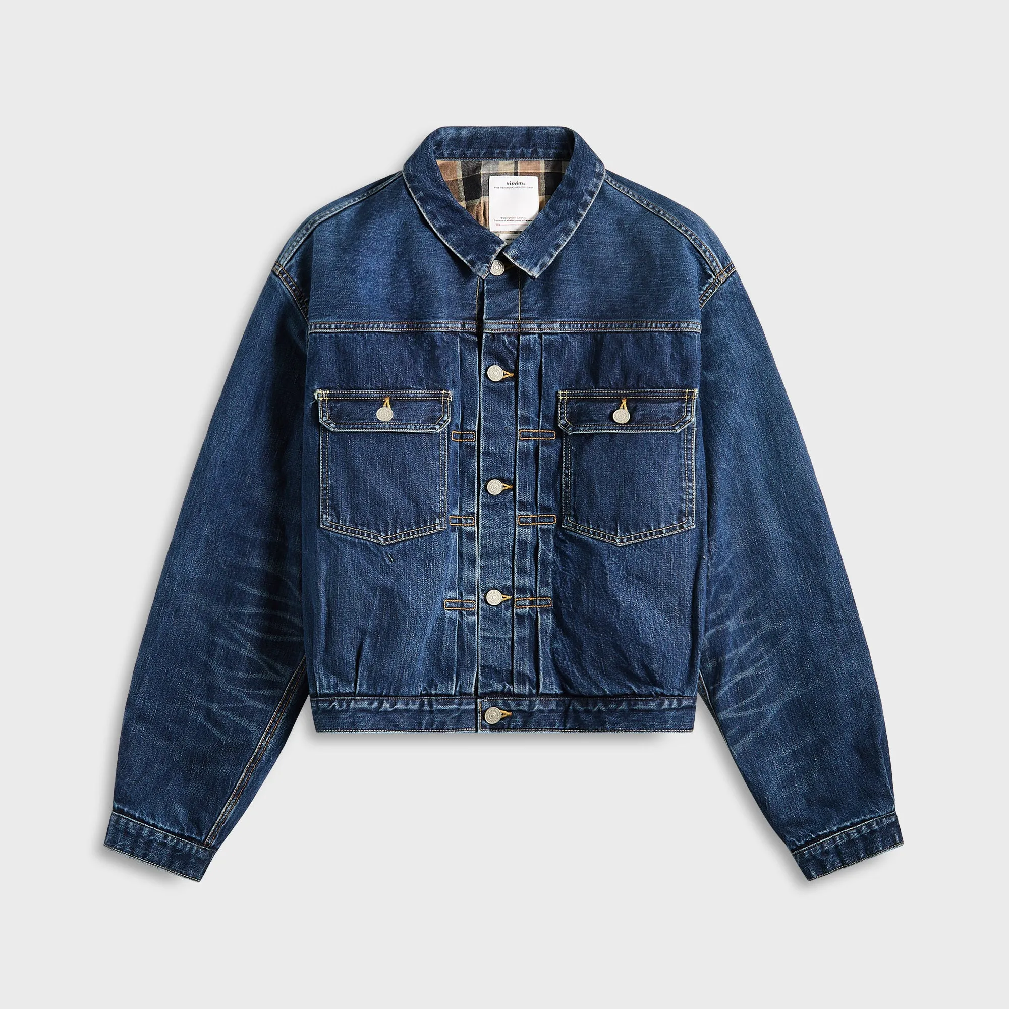 Visvim Ss 101X Jacket Damaged Check - Beige / Indigo sold by Kith