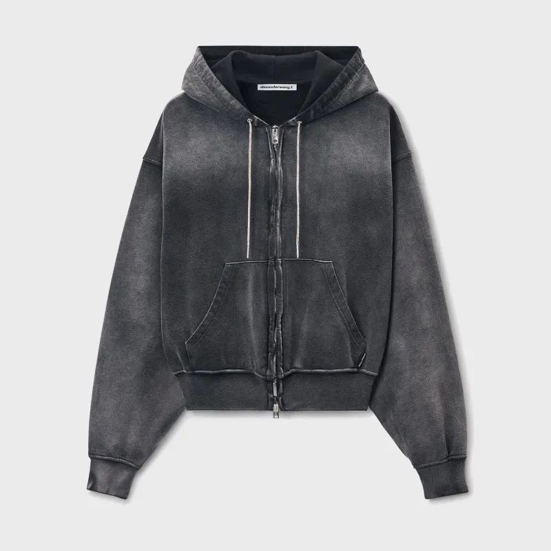 T by Alexander Wang Zip Up with Rhinestone Drawcord - Washed Caviar sold by Kith