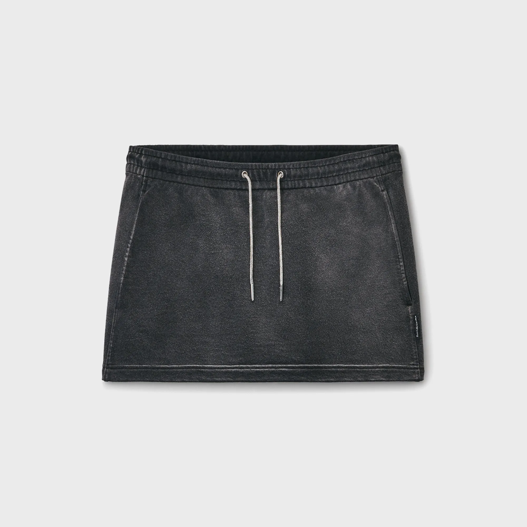 T by Alexander Wang Terry Mini Skirt with Rhinestone Drawcord - Washed Caviar sold by Kith