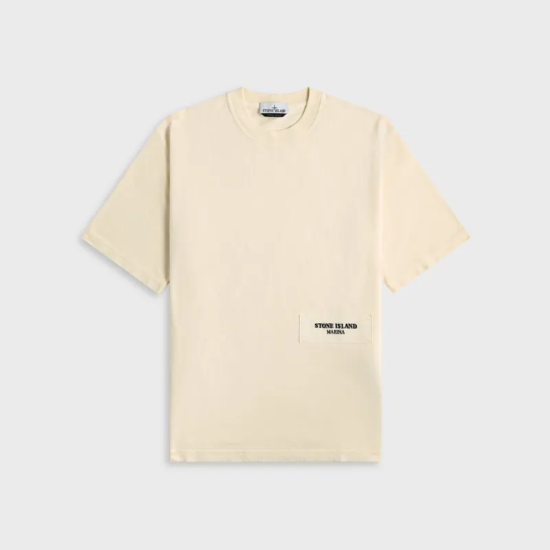 Stone Island Garment Dyed Cotton Marina T-Shirt - Ivory sold by Kith