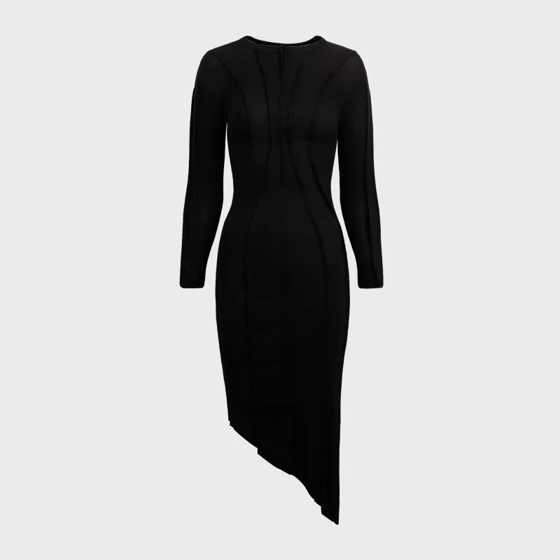 Sami Miro Vintage Asymmetric Long Sleeve Mini Dress - Black sold by Kith