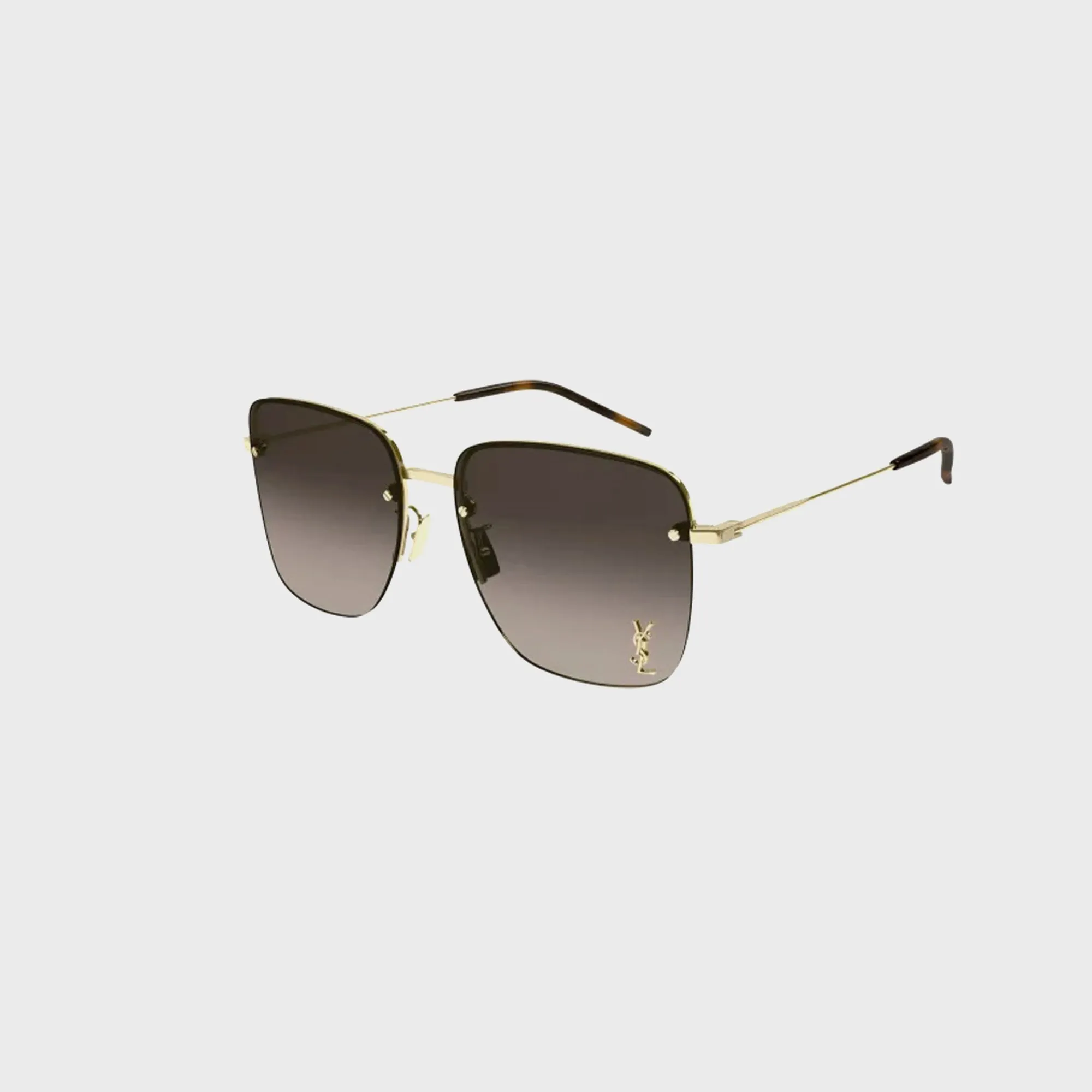 Saint Laurent Rectangular Frames - Gold / Brown sold by Kith