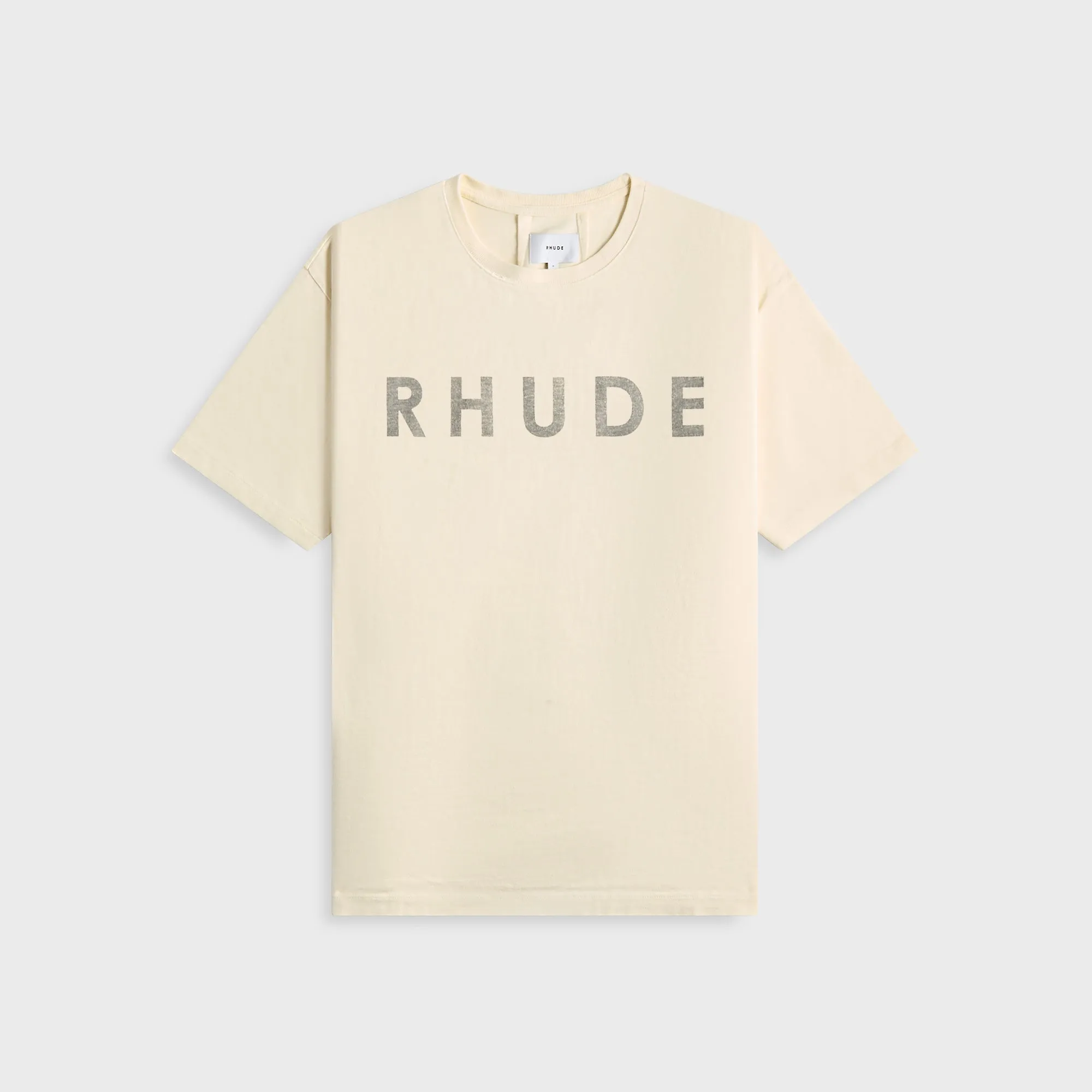 Rhude Distressed Logo Tee - Vintage White sold by Kith