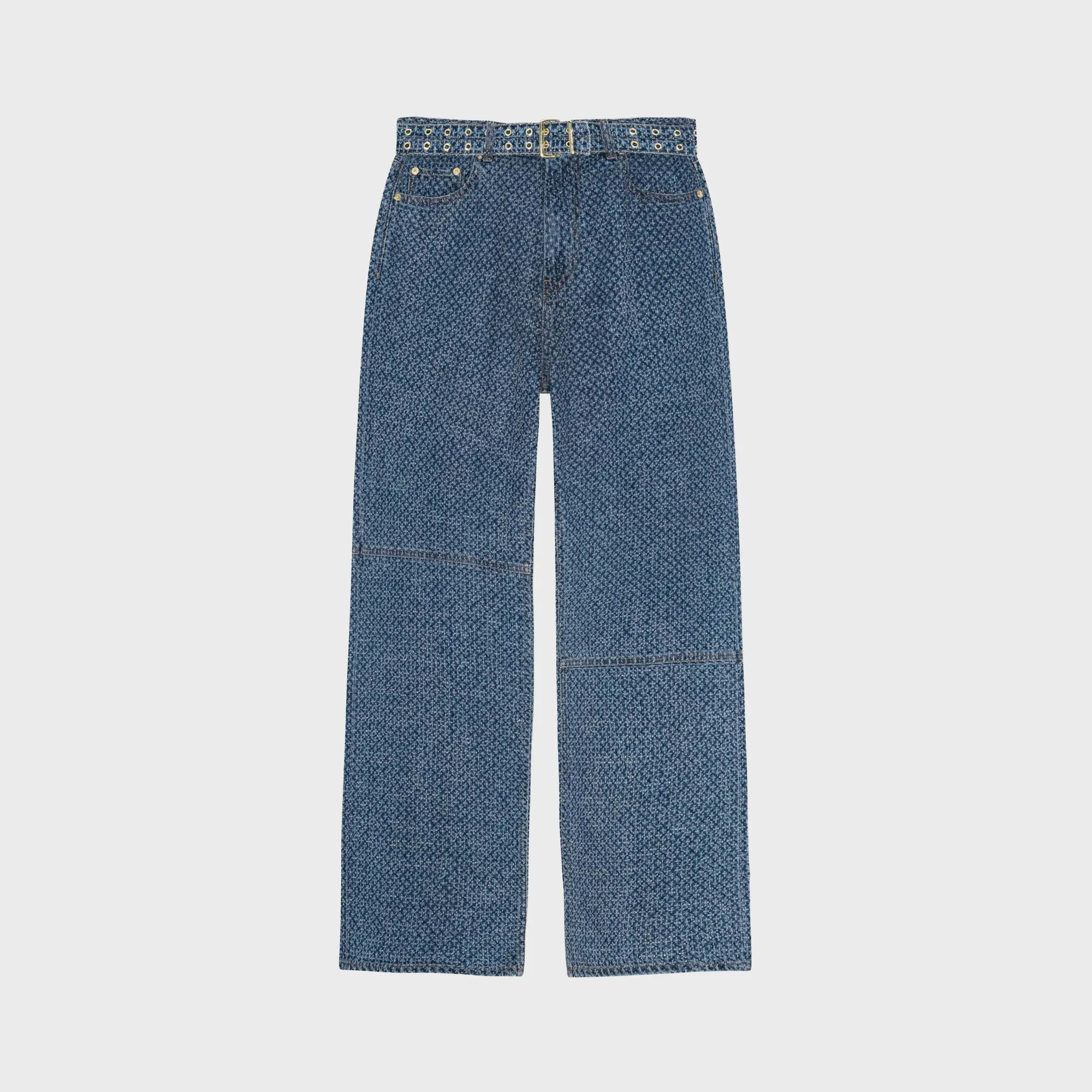 Ganni Fluffy Denim Izey Belt - Mid Blue Stone sold by Kith
