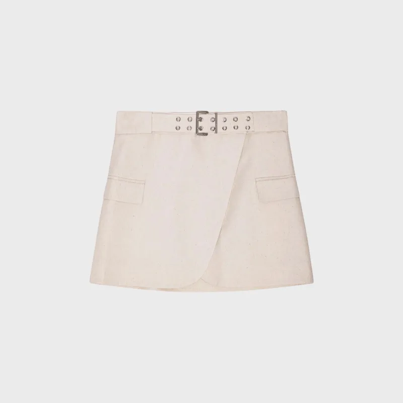 Ganni Cotton Melange Tailoring Mini Skirt - Angora sold by Kith