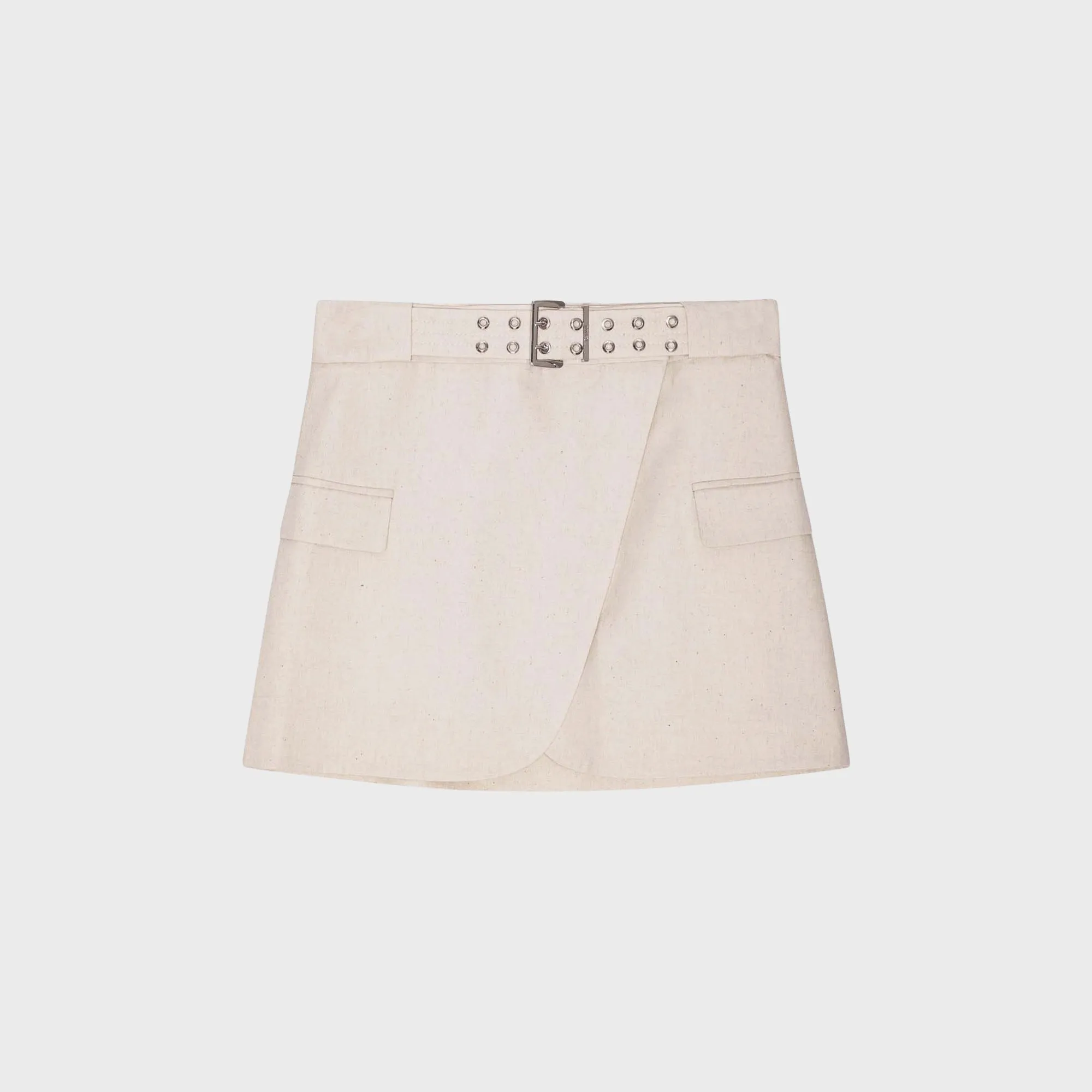 Ganni Cotton Melange Tailoring Mini Skirt - Angora sold by Kith
