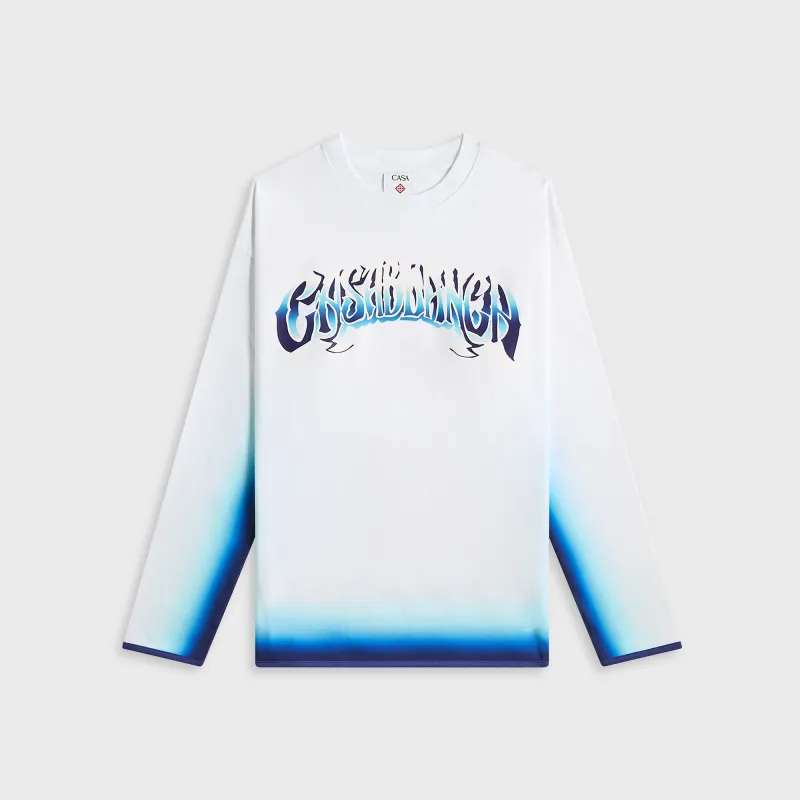 Casablanca Spray Dye Gradient Faded Logo Long Sleeve Tee - Blue Fade made by Casablanca