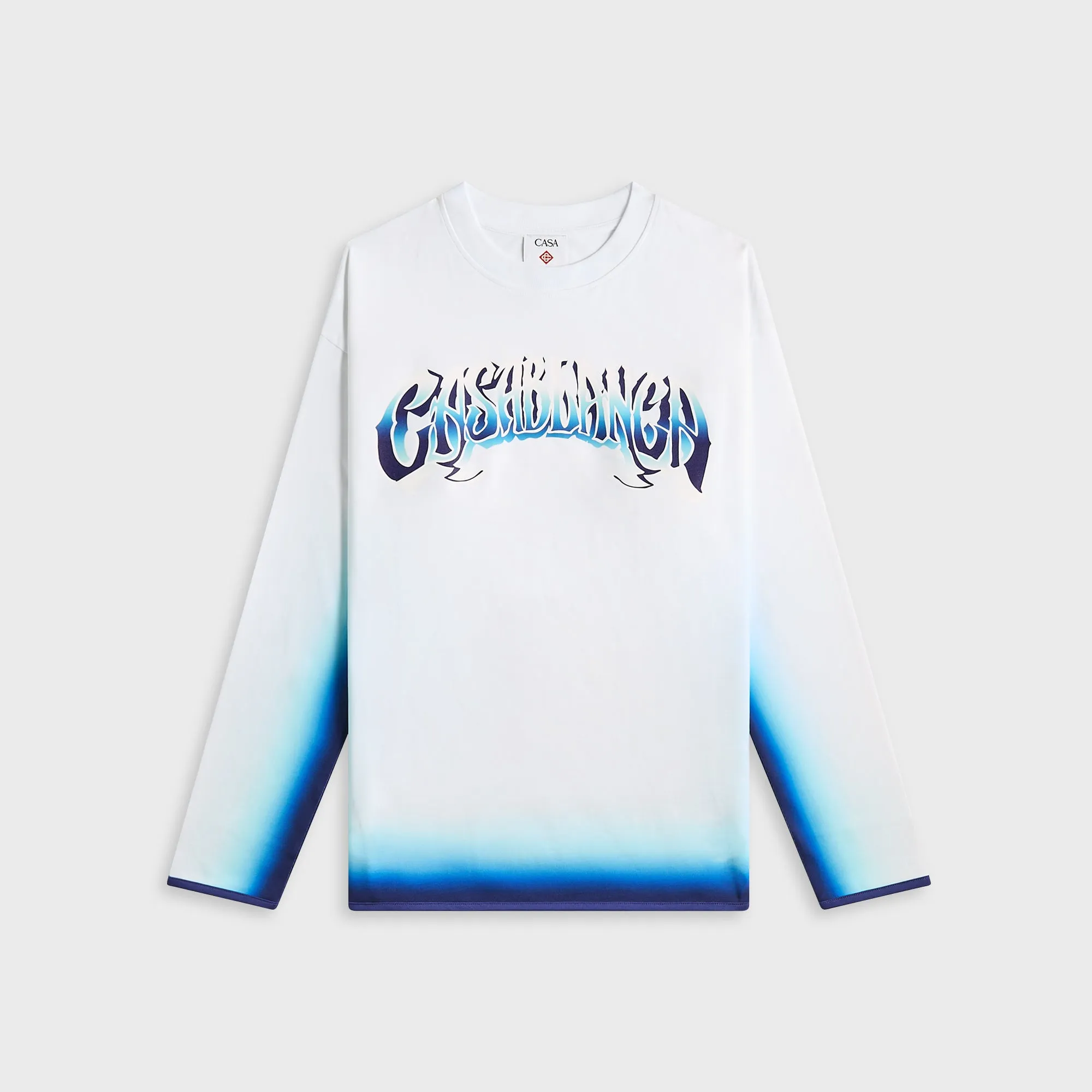 Casablanca Spray Dye Gradient Faded Logo Long Sleeve Tee - Blue Fade sold by Kith