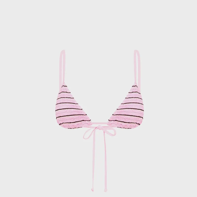 Bond Eye Luana Triangle Top - Pastel Pink Stripe sold by Kith