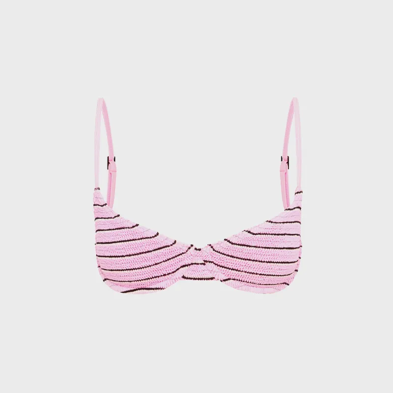 Bond Eye Gracie Balconette Top - Pastel Pink Stripe sold by Kith