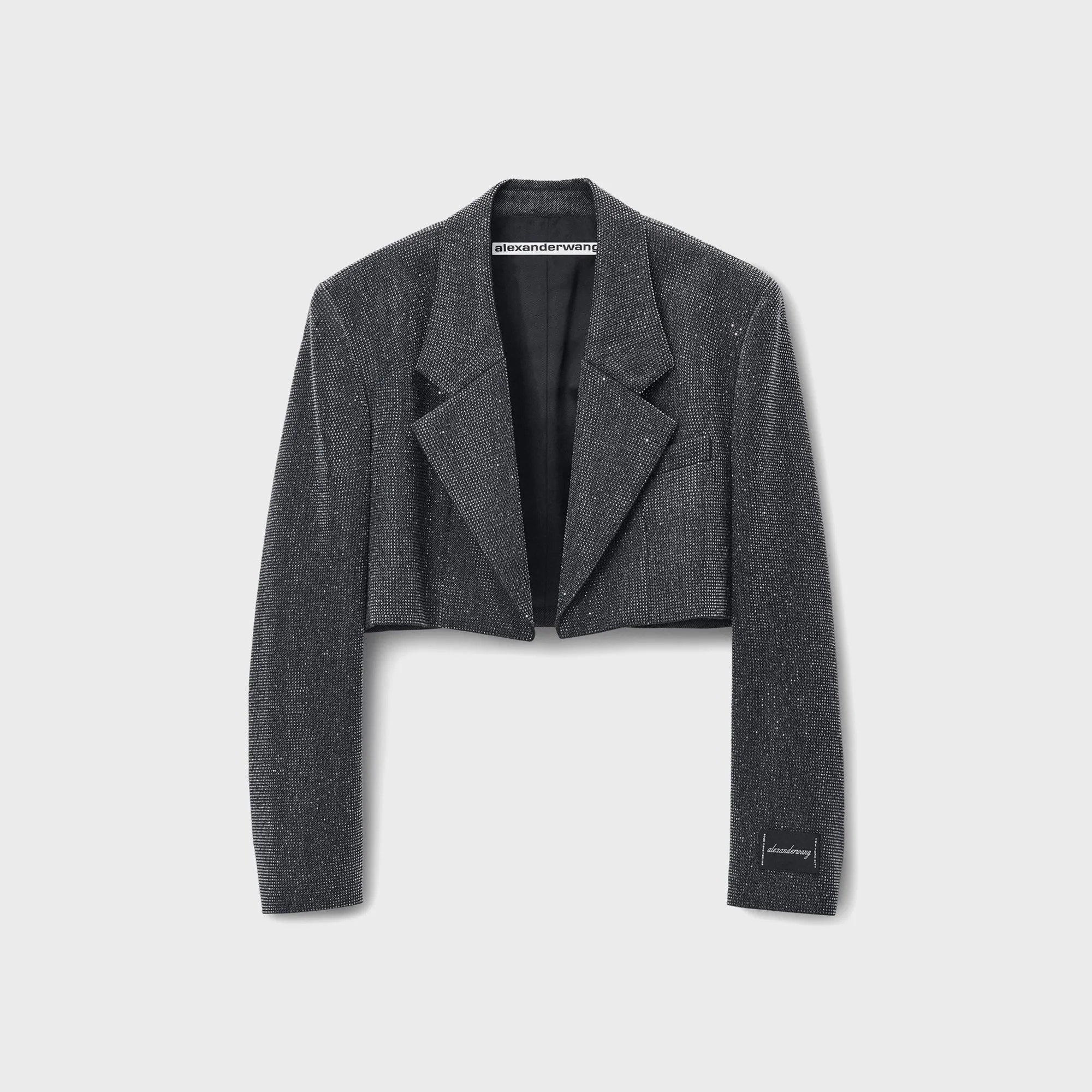 Alexander Wang Cropped Blazer With All-over Clear Hotfix - Charcoal sold by Kith