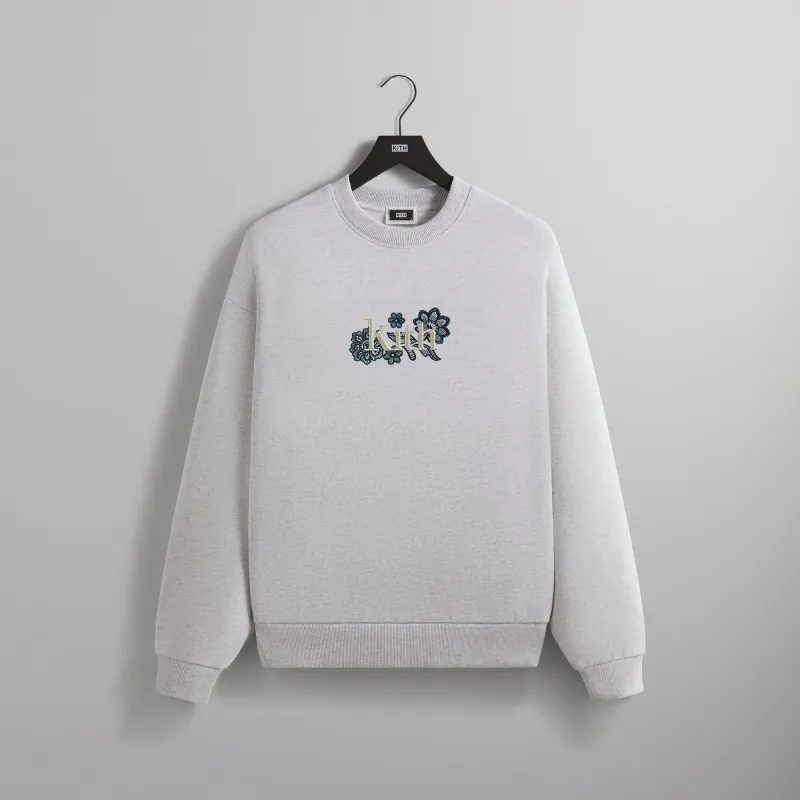 Kith Floral Lace Nelson Crewneck - Light Heather Grey sold by Kith